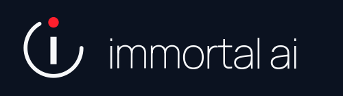 Immortal AI logo with open-ring i symbol and light lowercase wordmark